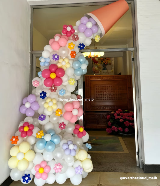 Blooming Rainbow Balloon Cascade